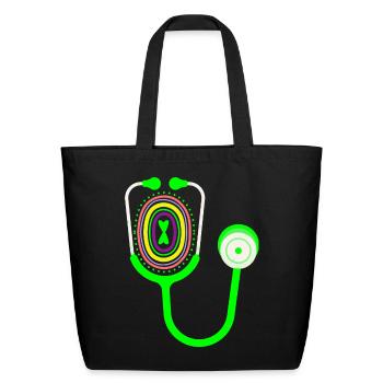 Stethoscope - Eco-Friendly Cotton Tote - black - Front