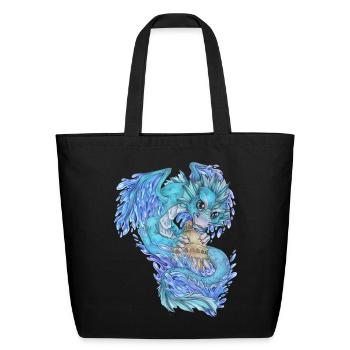 Cute dragon fantasy mythology water lake - Eco-Friendly Cotton Tote - black - Front