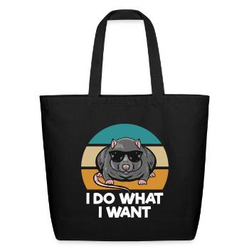 rat - Eco-Friendly Cotton Tote - black - Front