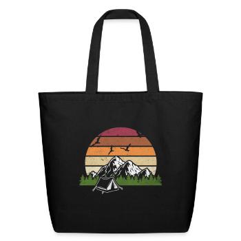 Camping sunset camping mountains wilderness - Eco-Friendly Cotton Tote - black - Front