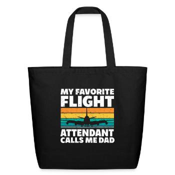 Flight Attendant Dad Airplane Flight Attendant - Eco-Friendly Cotton Tote - black - Front