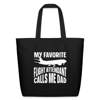 Flight Attendant Dad Airplane Flight Attendant - Eco-Friendly Cotton Tote - black - Front