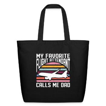 Flight Attendant Dad Airplane Flight Attendant - Eco-Friendly Cotton Tote - black - Front