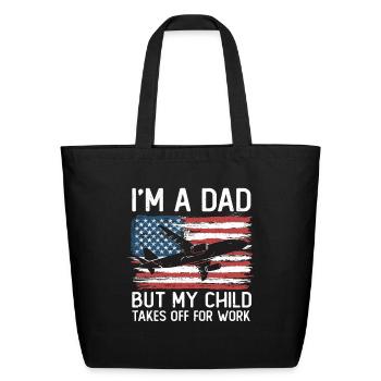 Flight Attendant Dad Airplane Flight Attendant - Eco-Friendly Cotton Tote - black - Front