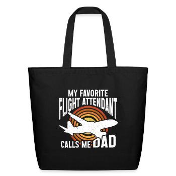 Flight Attendant Dad Airplane Flight Attendant - Eco-Friendly Cotton Tote - black - Front