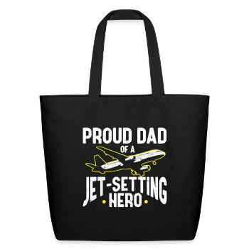 Flight Attendant Dad Airplane Flight Attendant - Eco-Friendly Cotton Tote - black - Front