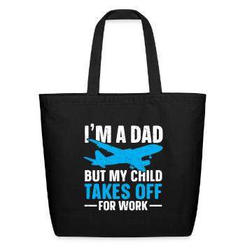 Flight Attendant Dad Airplane Flight Attendant - Eco-Friendly Cotton Tote - black - Front