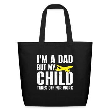 Flight Attendant Dad Airplane Flight Attendant - Eco-Friendly Cotton Tote - black - Front