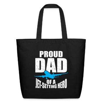 Flight Attendant Dad Airplane Flight Attendant - Eco-Friendly Cotton Tote - black - Front