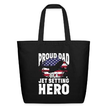 Flight Attendant Dad Airplane Flight Attendant - Eco-Friendly Cotton Tote - black - Front