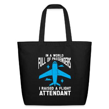 Flight Attendant Dad Airplane Flight Attendant - Eco-Friendly Cotton Tote - black - Front