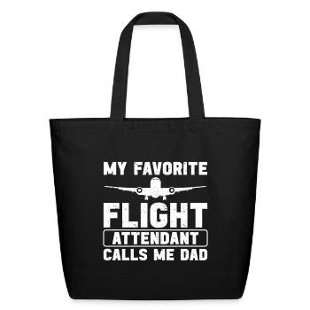 Flight Attendant Dad Airplane Flight Attendant - Eco-Friendly Cotton Tote - black - Front