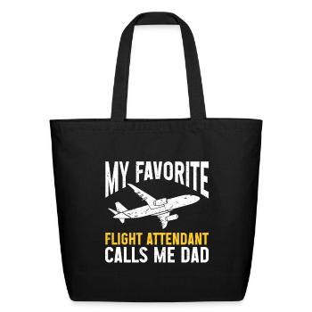 Flight Attendant Dad Airplane Flight Attendant - Eco-Friendly Cotton Tote - black - Front