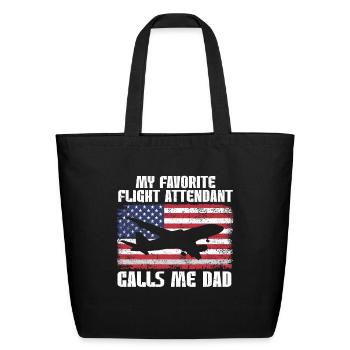 Flight Attendant Dad Airplane Flight Attendant - Eco-Friendly Cotton Tote - black - Front