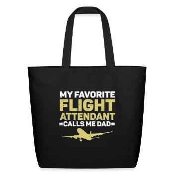 Flight Attendant Dad Airplane Flight Attendant - Eco-Friendly Cotton Tote - black - Front