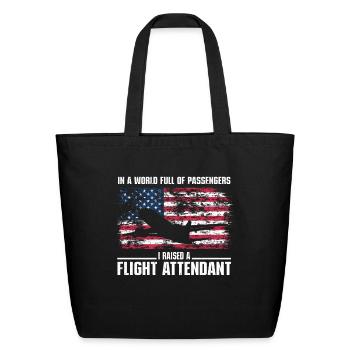 Flight Attendant Dad Airplane Flight Attendant - Eco-Friendly Cotton Tote - black - Front