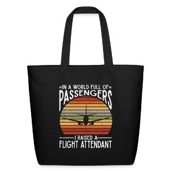 Flight Attendant Dad Airplane Flight Attendant - Eco-Friendly Cotton Tote - black - Front