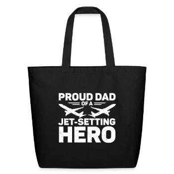 Flight Attendant Dad Airplane Flight Attendant - Eco-Friendly Cotton Tote - black - Front