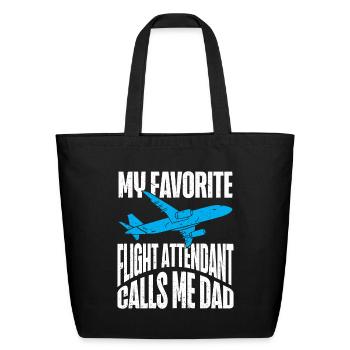 Flight Attendant Dad Airplane Flight Attendant - Eco-Friendly Cotton Tote - black - Front