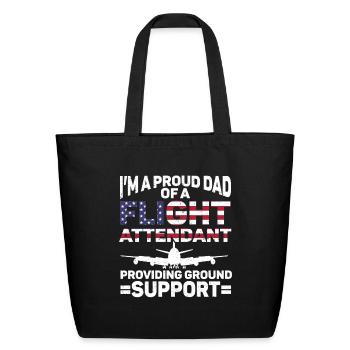 Flight Attendant Dad Airplane Flight Attendant - Eco-Friendly Cotton Tote - black - Front