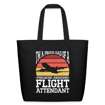 Flight Attendant Dad Airplane Flight Attendant - Eco-Friendly Cotton Tote - black - Front