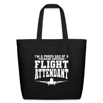 Flight Attendant Dad Airplane Flight Attendant - Eco-Friendly Cotton Tote - black - Front