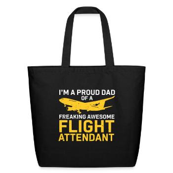 Flight Attendant Dad Airplane Flight Attendant - Eco-Friendly Cotton Tote - black - Front