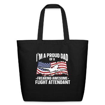 Flight Attendant Dad Airplane Flight Attendant - Eco-Friendly Cotton Tote - black - Front
