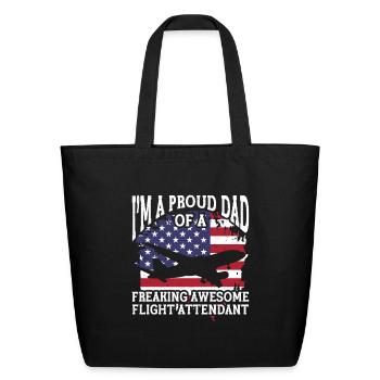 Flight Attendant Dad Airplane Flight Attendant - Eco-Friendly Cotton Tote - black - Front
