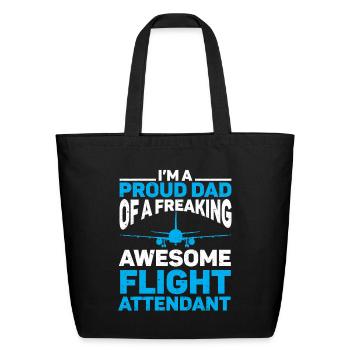 Flight Attendant Dad Airplane Flight Attendant - Eco-Friendly Cotton Tote - black - Front