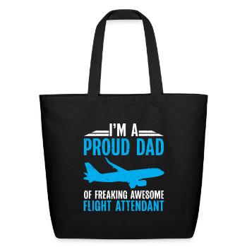 Flight Attendant Dad Airplane Flight Attendant - Eco-Friendly Cotton Tote - black - Front