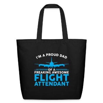 Flight Attendant Dad Airplane Flight Attendant - Eco-Friendly Cotton Tote - black - Front
