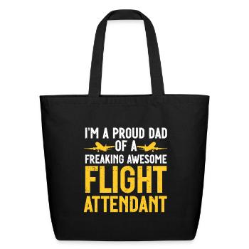 Flight Attendant Dad Airplane Flight Attendant - Eco-Friendly Cotton Tote - black - Front