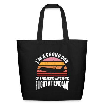 Flight Attendant Dad Airplane Flight Attendant - Eco-Friendly Cotton Tote - black - Front