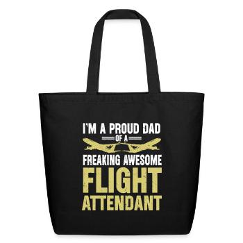 Flight Attendant Dad Airplane Flight Attendant - Eco-Friendly Cotton Tote - black - Front