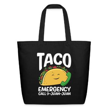 Taco Emergency Call 9 Juan Juan - Eco-Friendly Cotton Tote - black - Front