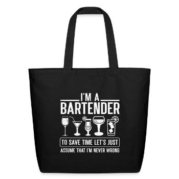 Bartender Gift Mixologist Job Waiter Bartender - Eco-Friendly Cotton Tote - black - Front