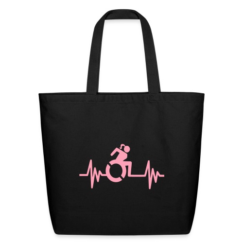 Wheelchair girl with a heartbeat. frequency # - Eco-Friendly Cotton Tote