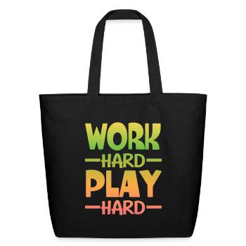Gamer. Work Hard Play Hard - Eco-Friendly Cotton Tote - black - Front