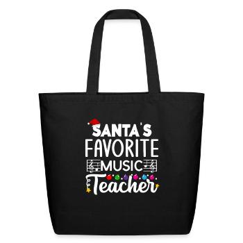 Santa s favorite Music Teacher School Christmas - Eco-Friendly Cotton Tote - black - Front