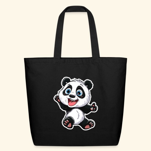 Exuberant Panda Buddy Sticker - Eco-Friendly Cotton Tote