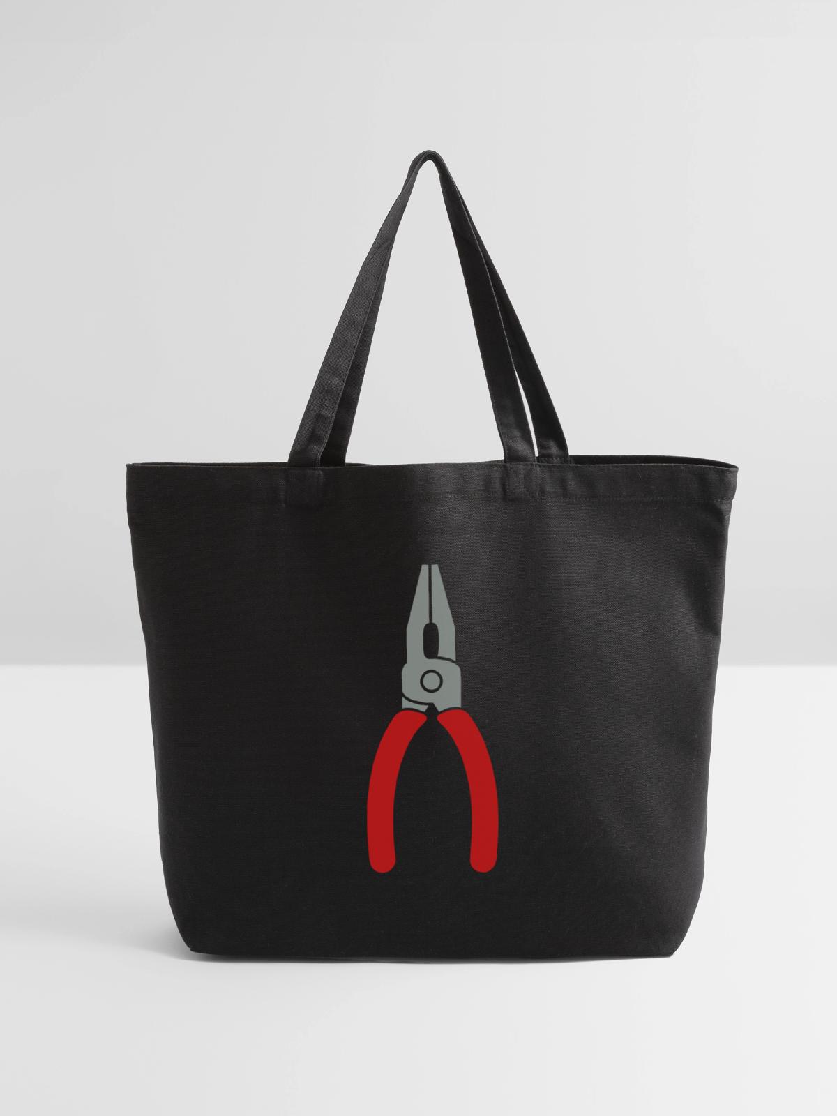 Pliers Tool Logo - Eco-Friendly Cotton Tote - black - Front
