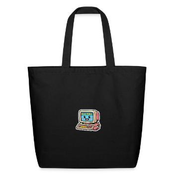 Retro Computer Mascot "Hello World" - Cute Tech Il - Eco-Friendly Cotton Tote - black - Front