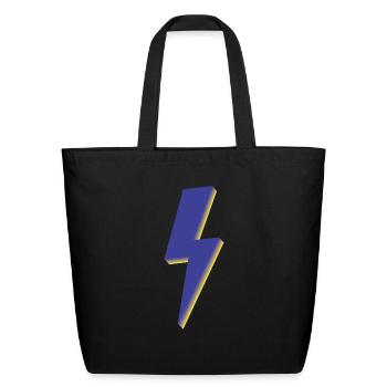 Lightning Bolt Blue 3D - Eco-Friendly Cotton Tote - black - Front