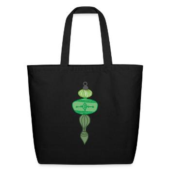 Green Christmas Ornament - Eco-Friendly Cotton Tote - black - Front