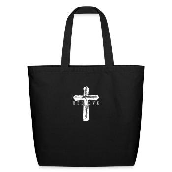 Christian Religious Co Cross - Eco-Friendly Cotton Tote - black - Front