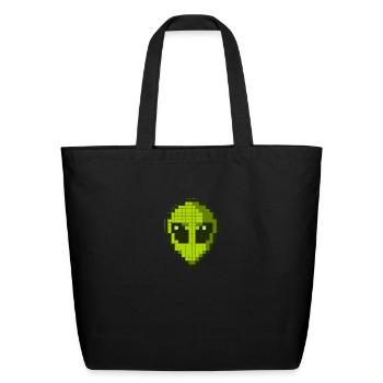 Green Alien Face - Eco-Friendly Cotton Tote - black - Front