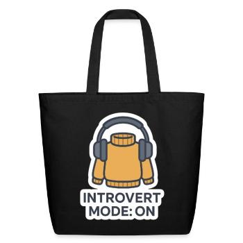 Introvert Mode On Hoodie - Eco-Friendly Cotton Tote - black - Front