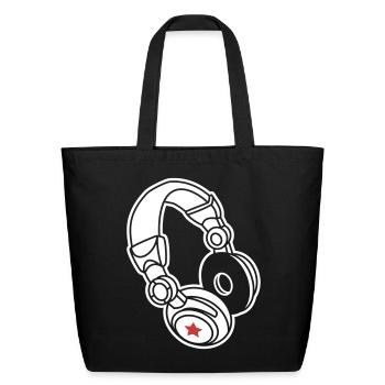 DJ Headphones Star Music Party - Eco-Friendly Cotton Tote - black - Front