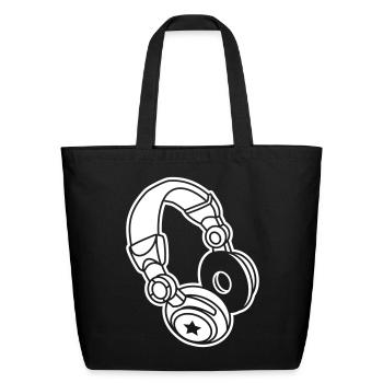 DJ Headphones Star Music Party - Eco-Friendly Cotton Tote - black - Front